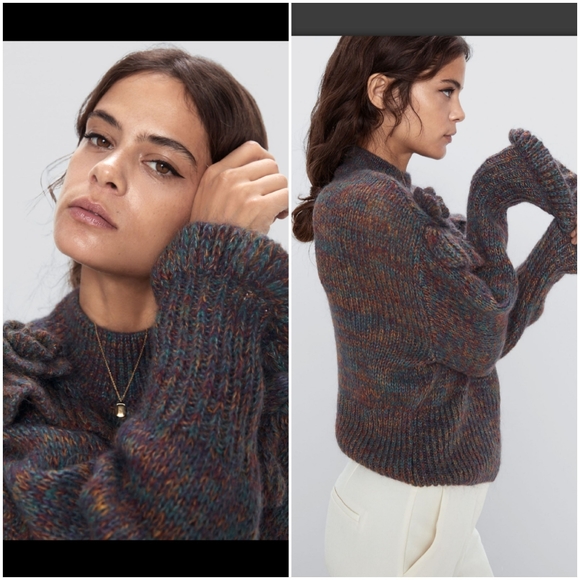 Zara ruffled mohair sweater knit flower - Picture 2 of 11